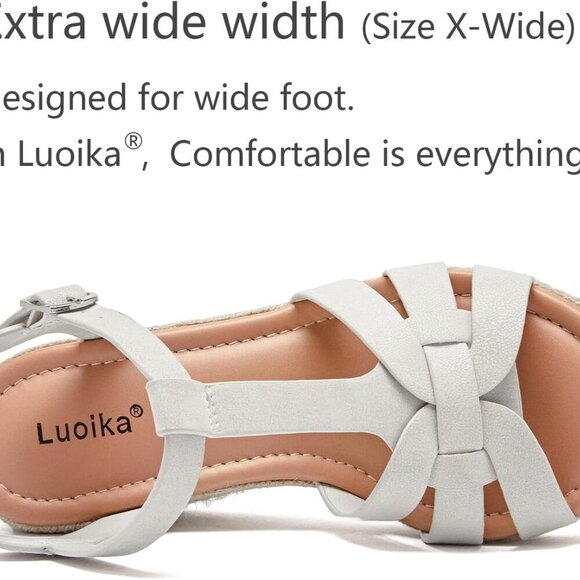 Women's Wide Width Wedge Sandals Platform Open Toe Espadrille Summer Shoes - Picture 3 of 7